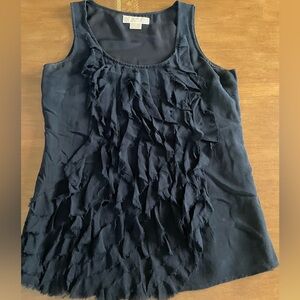 Michael Kors Navy Ruffle Front sleeveless Top